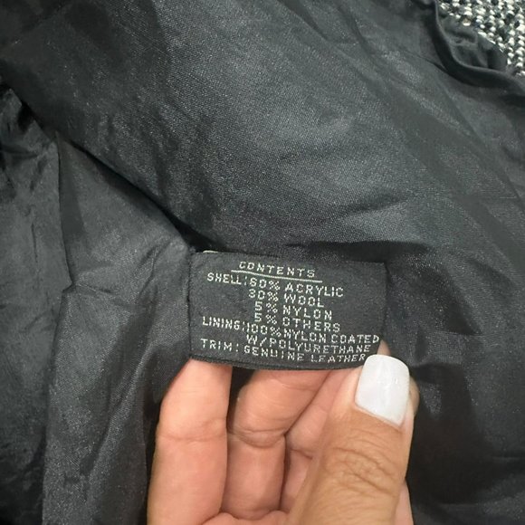 Vintage Otello Pelle Bomber Jacket Womens Size Medium Gray Wool Blend Mock Coat - Picture 14 of 15